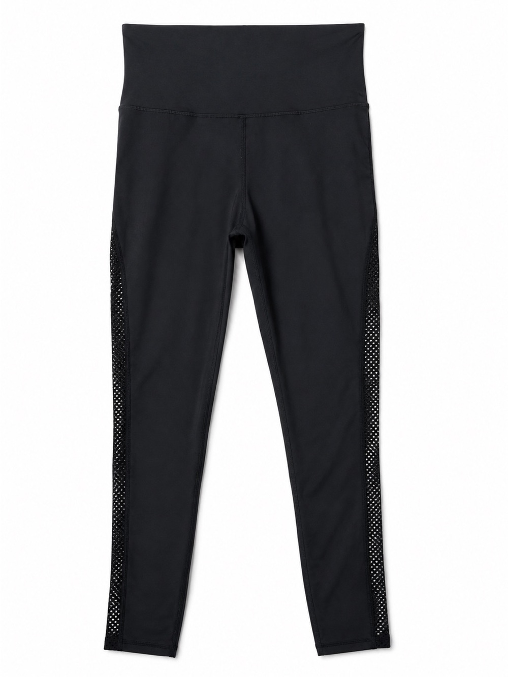 Carbon38 high-rise black leggings breathable open-knit mesh panels xs